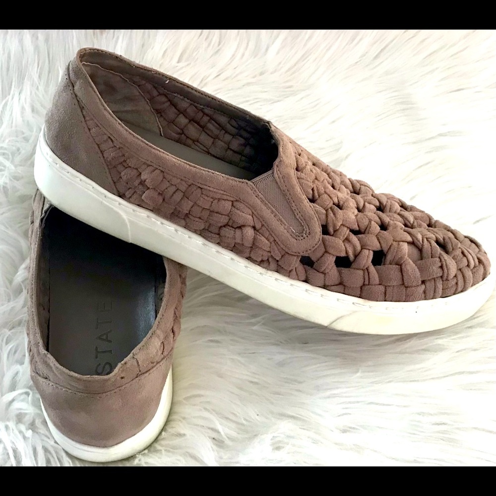 1.State Delfin Braided Slip On Comfort Sneakers Taupe Sz 8.5 - Picture 3 of 6